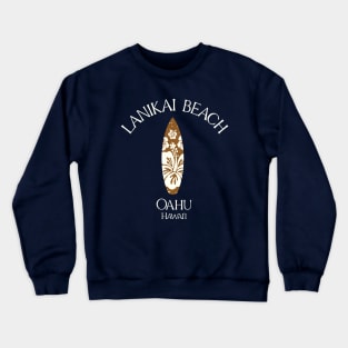 Lanikai Beach Oahu Hawaii Vintage Surfboard Crewneck Sweatshirt